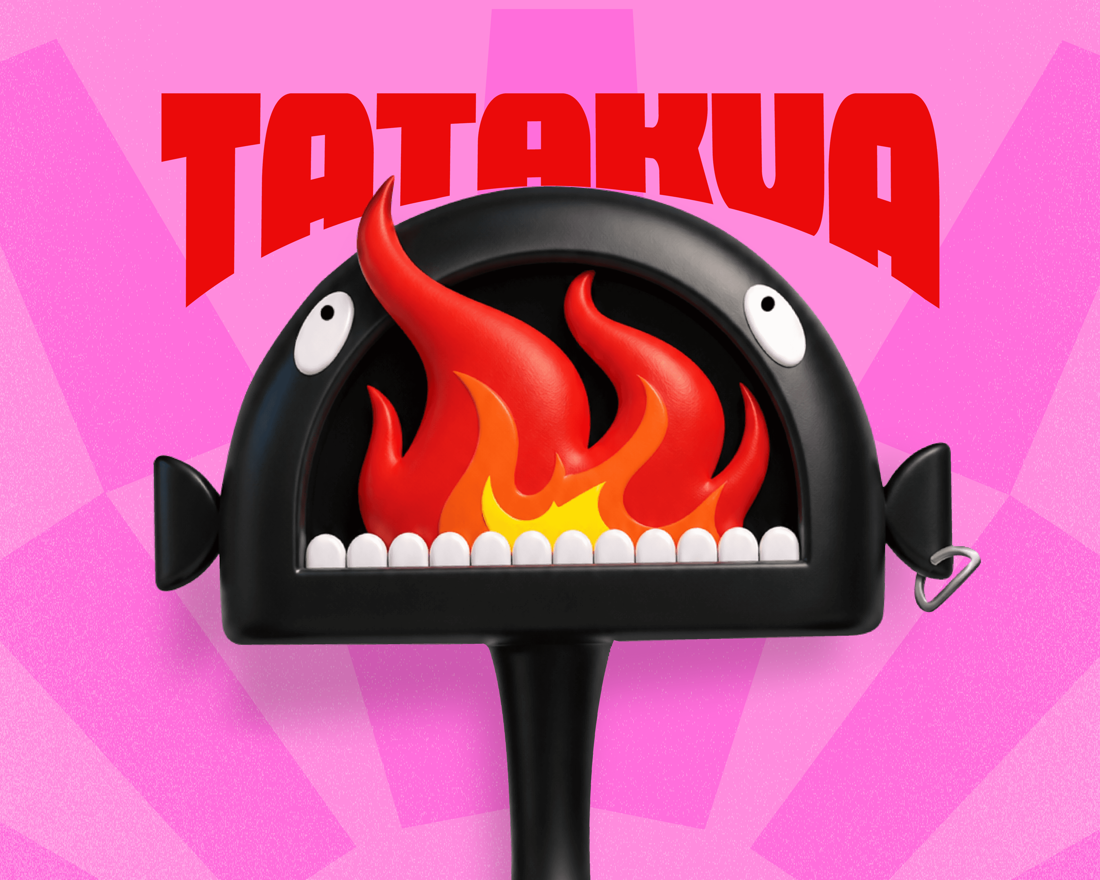 Identidad visual de Tatakua con el personaje del festival y llamas encendidas